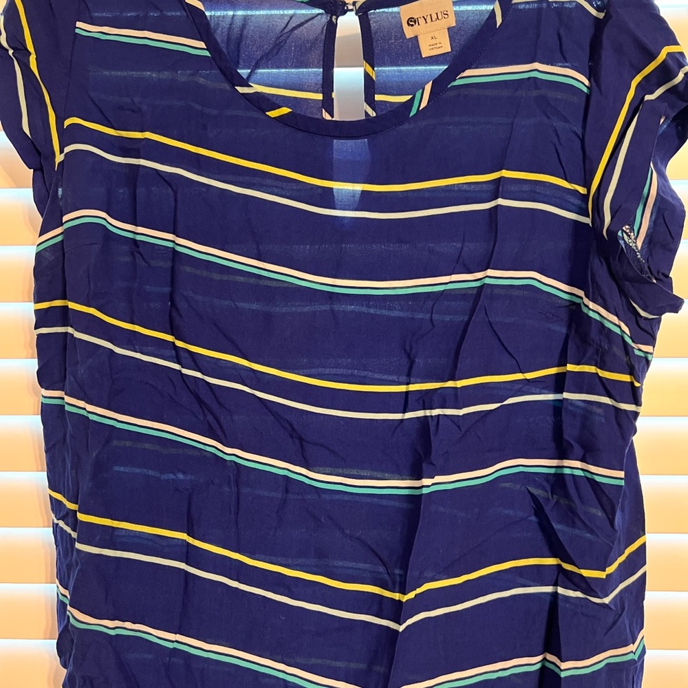Stylus Navy Striped Top